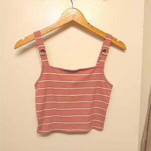 O'Neill Pink and Cream Striped Crop Top